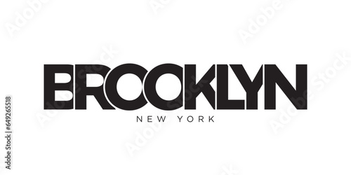 Brooklyn, New York, USA typography slogan design. America logo with graphic city lettering for print and web.