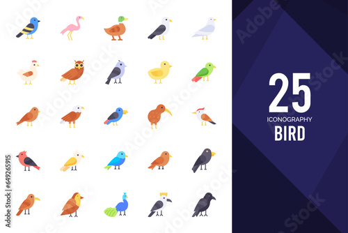 25 Bird Flat icons pack. vector illustration.
