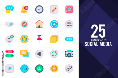 25 Social Media (Pintrest) Flat icons pack. vector illustration.