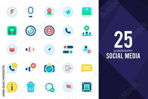 25 Social Media (Whats app) Flat icons pack. vector illustration.