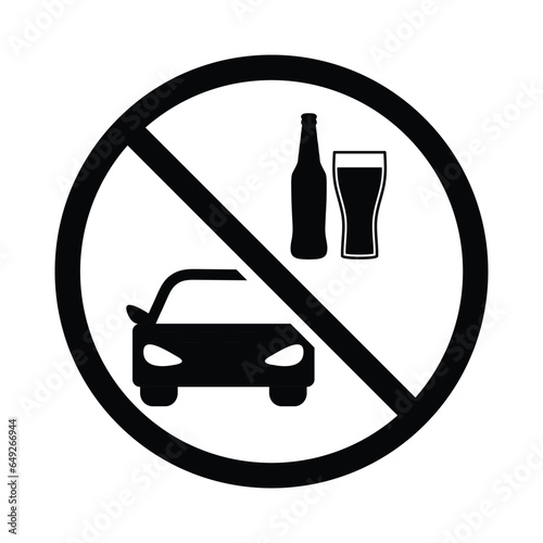 Don't drink and drive  icon. Prohibited drink while driving icon