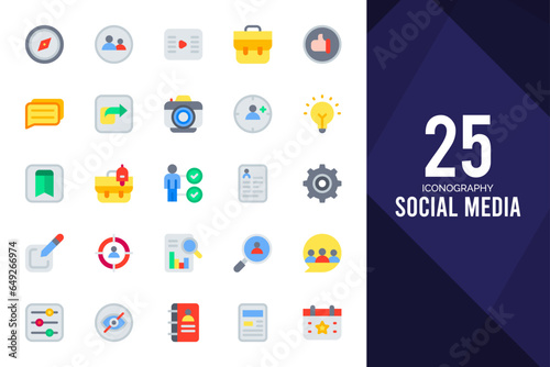 25 social Media (Linkdin) Flat icons pack. vector illustration.