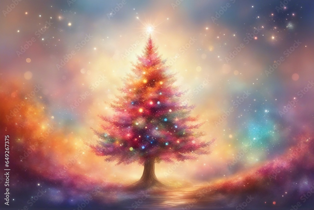 Magical christmas tree with lights Magical christmas tree with lights