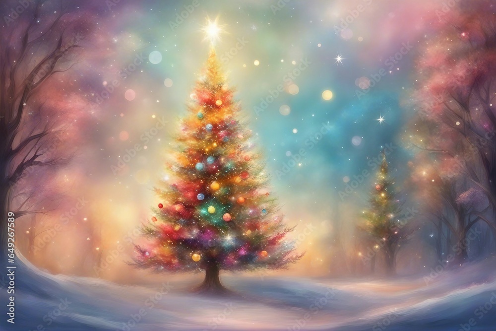 Obraz premium Magical christmas tree with lights