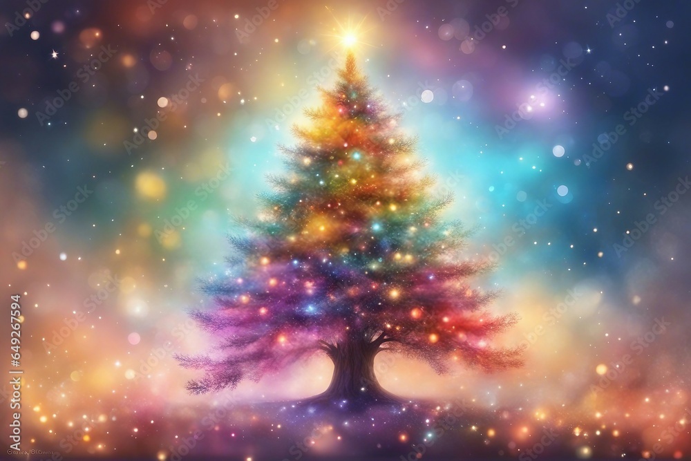 Magical christmas tree with lights. Magical christmas tree with lights.