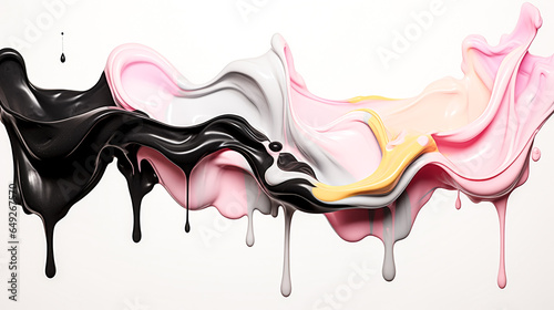 He creates a vivid painting with black and white contrast and dripping pastel colors. © Exuberation 
