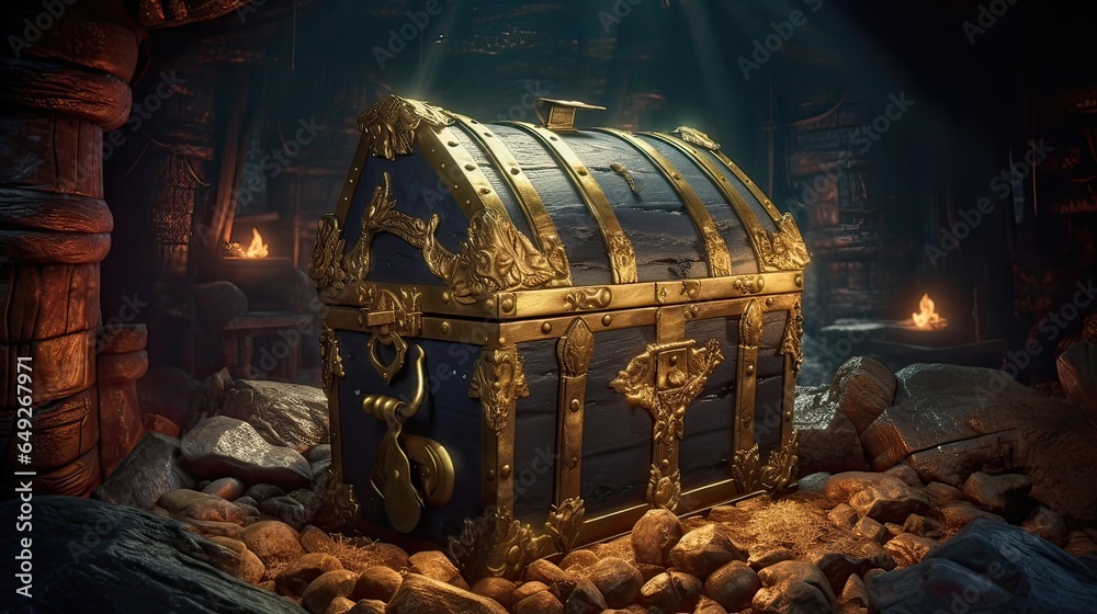 Pirate treasure chest, rumored to hold untold wealth and secrets