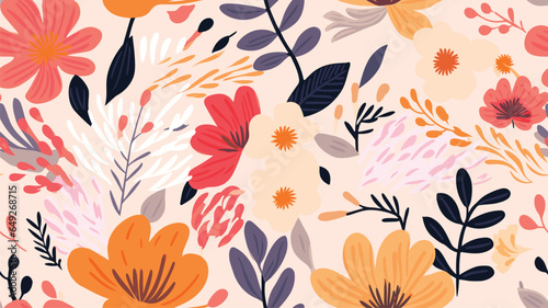 Exotic abstract tropical pattern with strelitzia flower or bird of paradise. Colorful botanical abstract contemporary seamless pattern