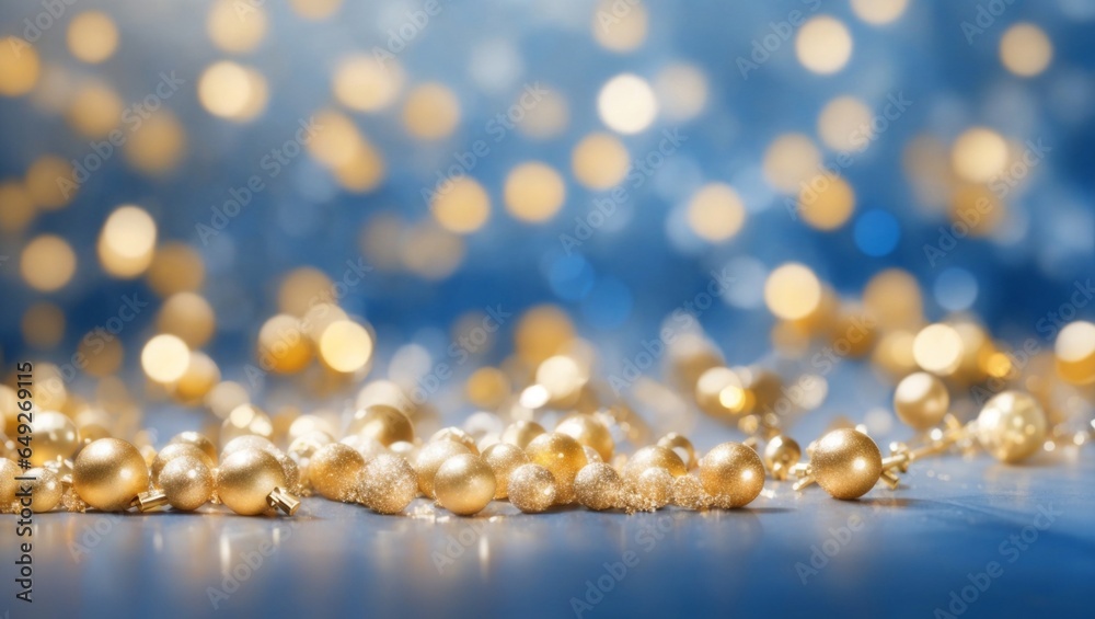 Christmas Blue Background with blue & golden balls Christmas Blue Background with blue & golden balls
