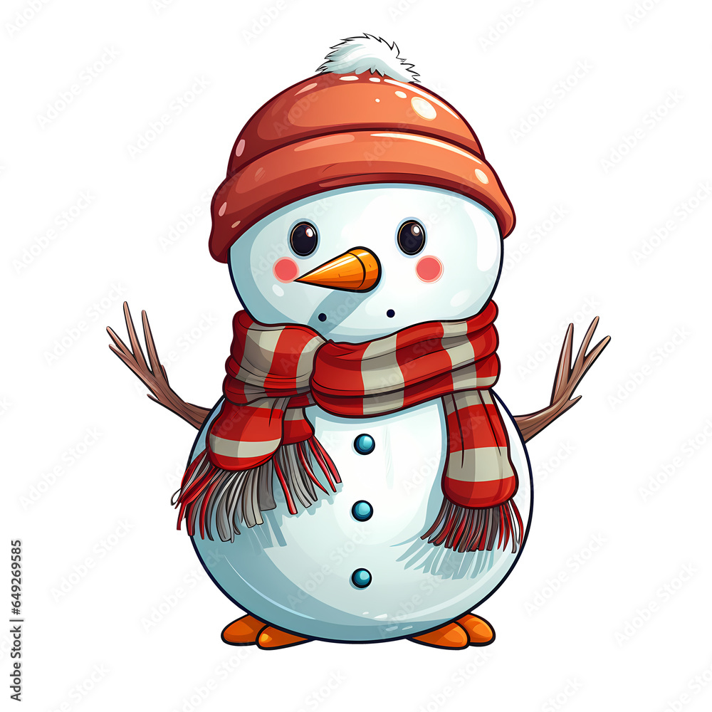 Cute Snowman Christmas Elves Clipart Illustration