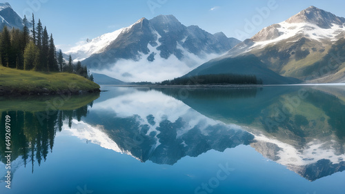 Majestic Mountain's Tranquil Mirror: An Alpine Symphony
