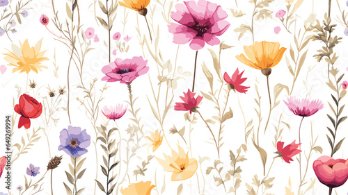 Floral seamless vector pattern with leopard print. Modern trendy style. Pastel colors. Fashionable template for design