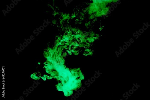 Green colorful dye on black background,Art abstract smoke texture,Colored liquid dye,Splash paint,Abstract color,Abstract Textures	
