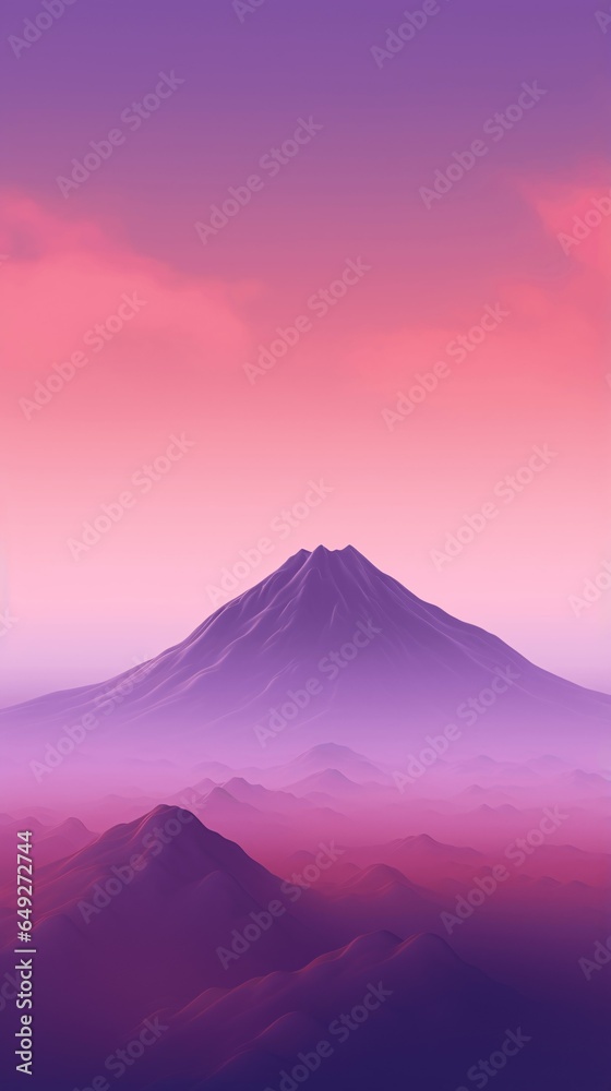 Purple gradient volcanic mountain phone background wallpaper, ai generated