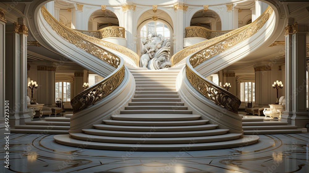 staircase, using the surrounding space to enhance its architectural beauty