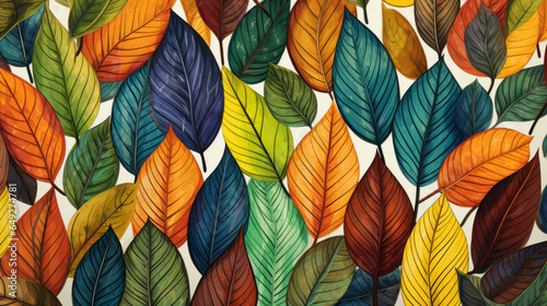 colorful leaves background illustration style