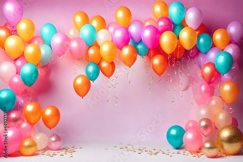 decorations that include a balloon garland. Wedding, birthday, or baby shower celebration frame arch. 