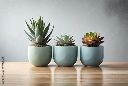 3 ceramic pots decorated with succulents