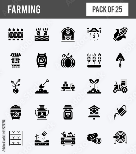 25 Farming Glyph icons pack. vector illustration.