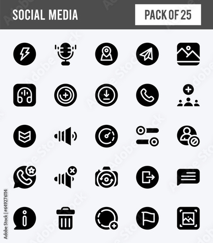 25 Social Media (Whats app) Glyph icons pack. vector illustration.