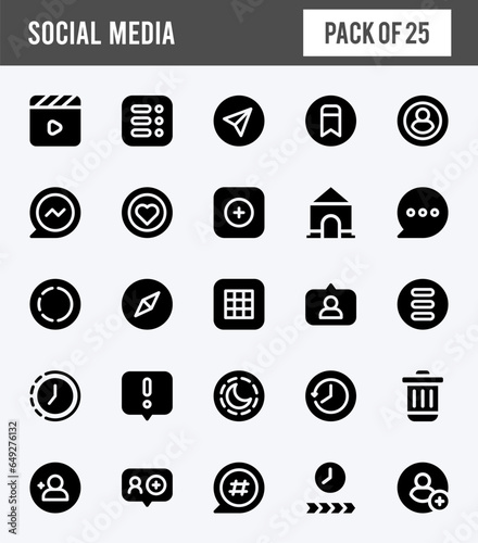 25 Social Media (Instagram) Glyph icons pack. vector illustration.