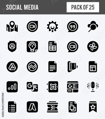 25 Social Media (Google) Glyph icons pack. vector illustration.