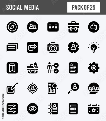 25 social Media (Linkdin) Glyph icons pack. vector illustration.