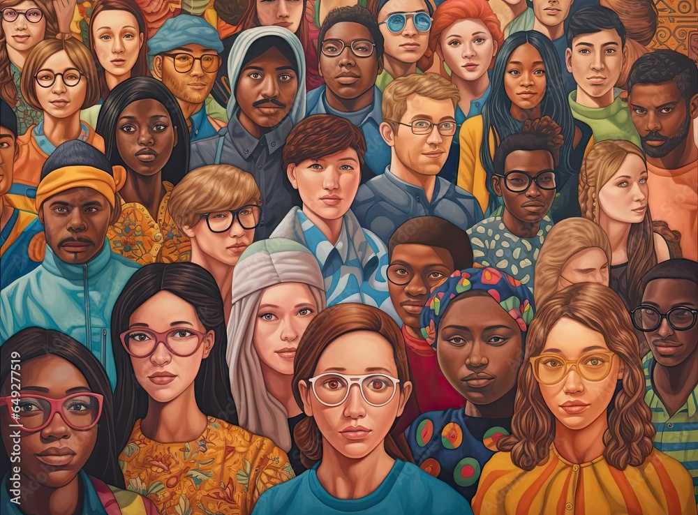 large mixed group of multicultural people, large mixed group of multicultural people,