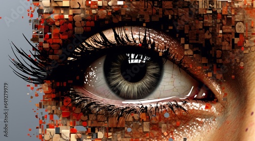 eye covered of pixels background photo