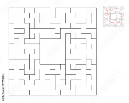 Square maze, logic game with labyrinths. maze game. A maze with answers