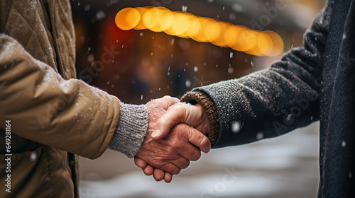 A kind-hearted passerby notices the elderly individual's hesitation and immediately walks over to offer assistance