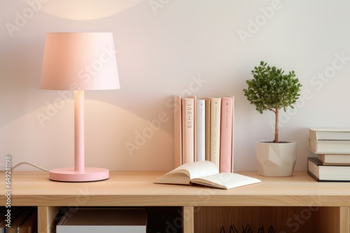 Table lamp with copy space. Reading, studying, office space concept © netrun78