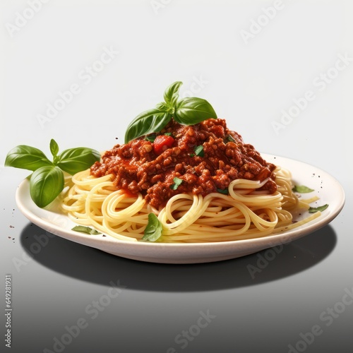 Spaghetti topped with a rich and hearty meat sauce, Traditional spaghetti Bolognese