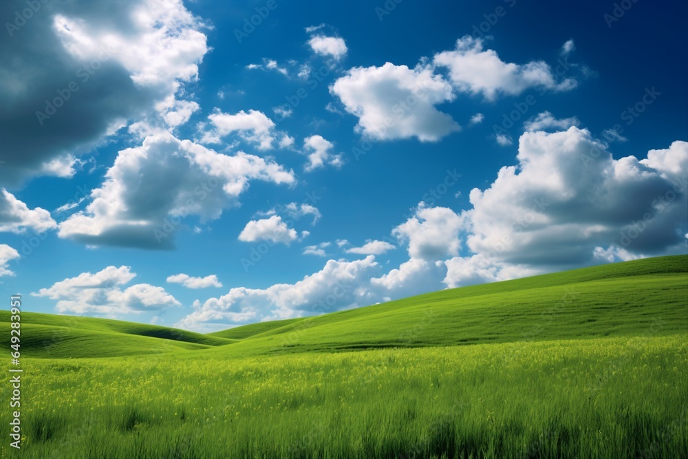 field with blue sky and green meadow background field with blue sky and green meadow background