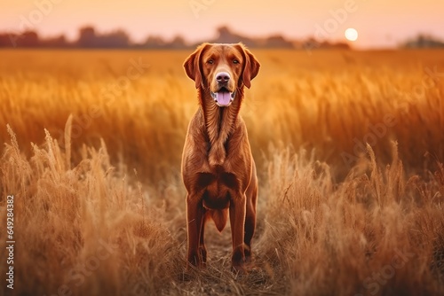 A dog in an autumn field, generative AI