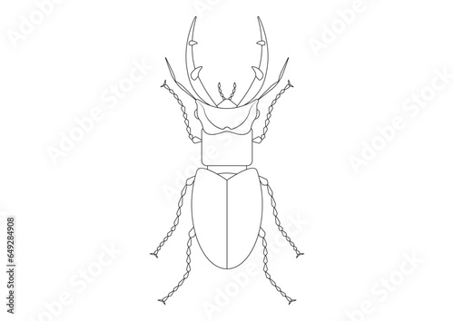 Black and White Giant Stag Beetle Clipart. Coloring Page of a Giant Stag Beetle