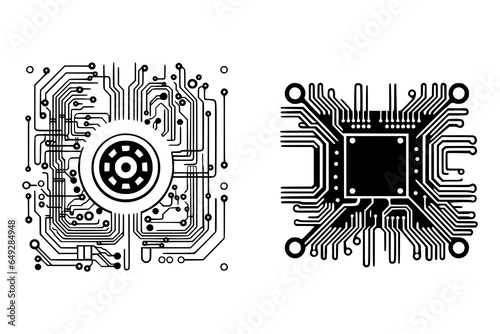 Circuit Board Tech Outline Illustration