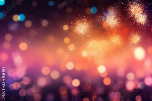 Colorful fireworks on dark sky, celebration and happy new year concept abstract background illustration.