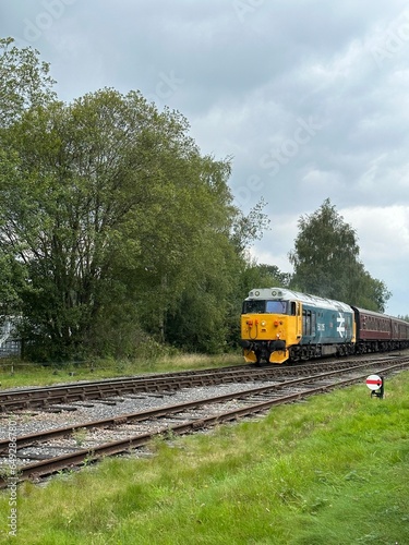 Vintage diesel train on the East Lancashire railway. Taken in Ramsbottom Lancashire England. 