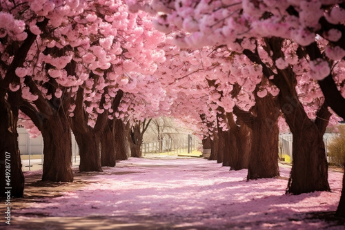 Camino de flores rosas
