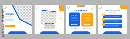 Editable template post for social media ad. web banner ads for promotion design with blue and orange