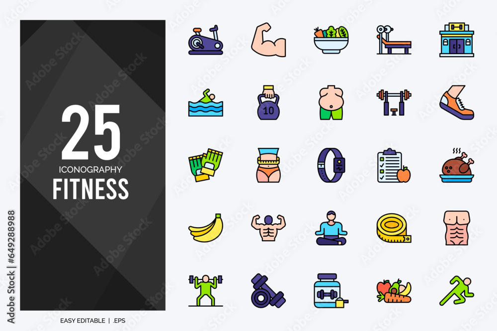 custom made wallpaper toronto digital25 Fitness Lineal Color icons pack. vector illustration.