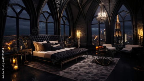 Luxury penthouse gothic hotel room