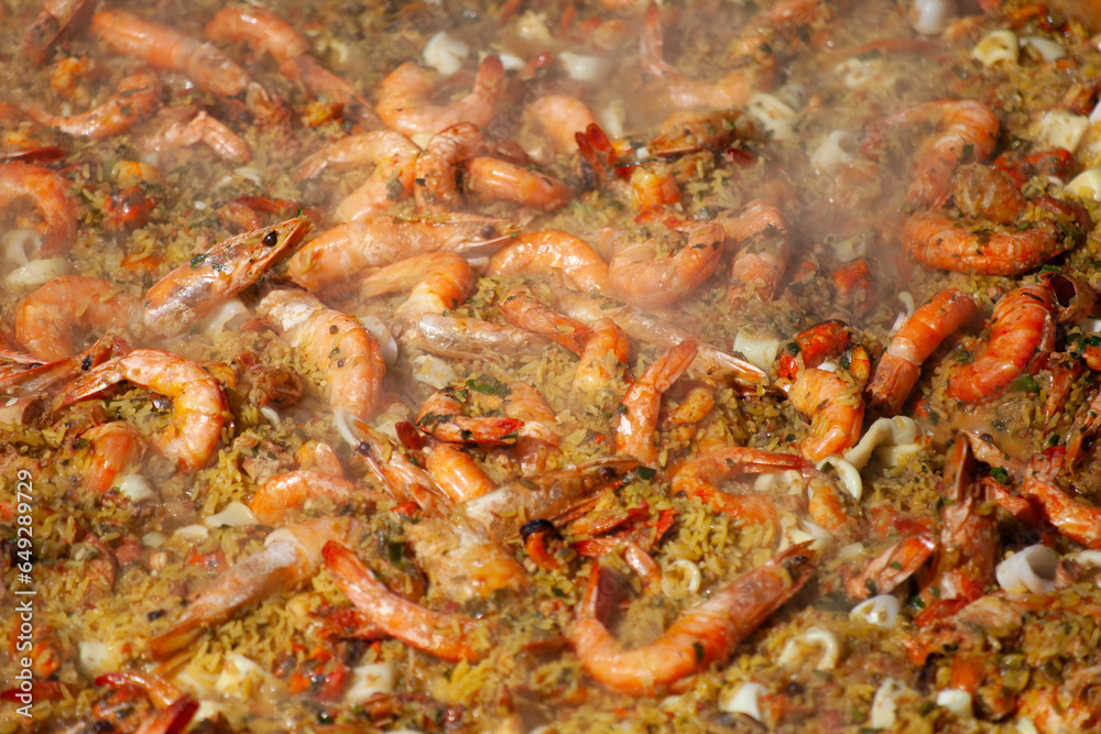 large prawns in paella