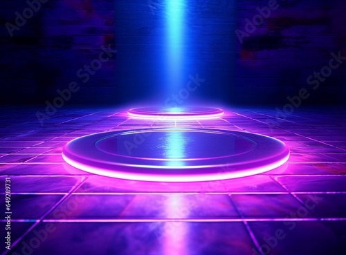 neon light with blue beams background