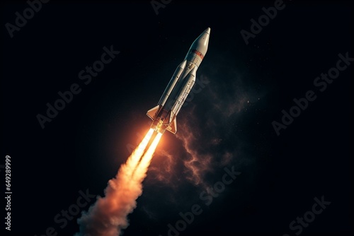 Retro-style 4k rocket floating in space. Generative AI