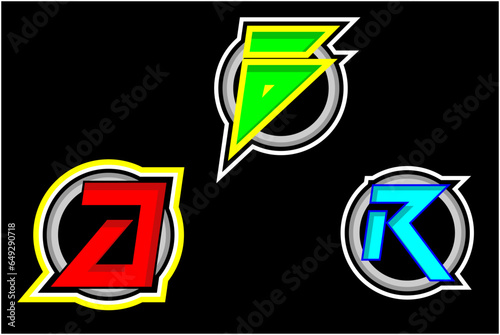 The gaming letter logo vector bundle in red, blue and green is suitable for gaming account logos with the initials A, B or R and gaming application logos and also gaming shops