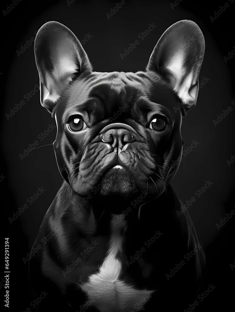 Monochrome French Bulldog Portrait
