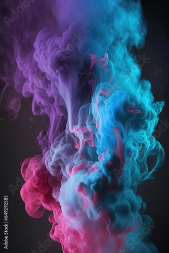 Blue and pink smoke on a black background. Background from the smoke of vape