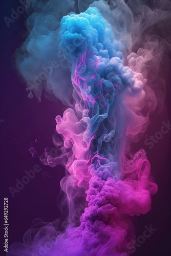 Abstract swirls of colorful ink create cloud formation against an isolated background, vibrant splash of smoke